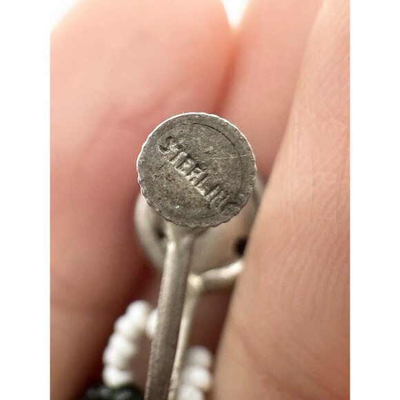 Vintage Sterling Silver Beaded Screw Back Earrings - Picture 5 of 5